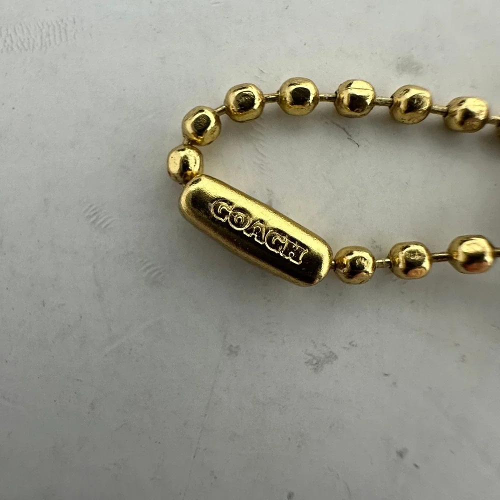 Coach Hangtag Unisex OS Black Leather Replacement Bag Charm Gold Chain